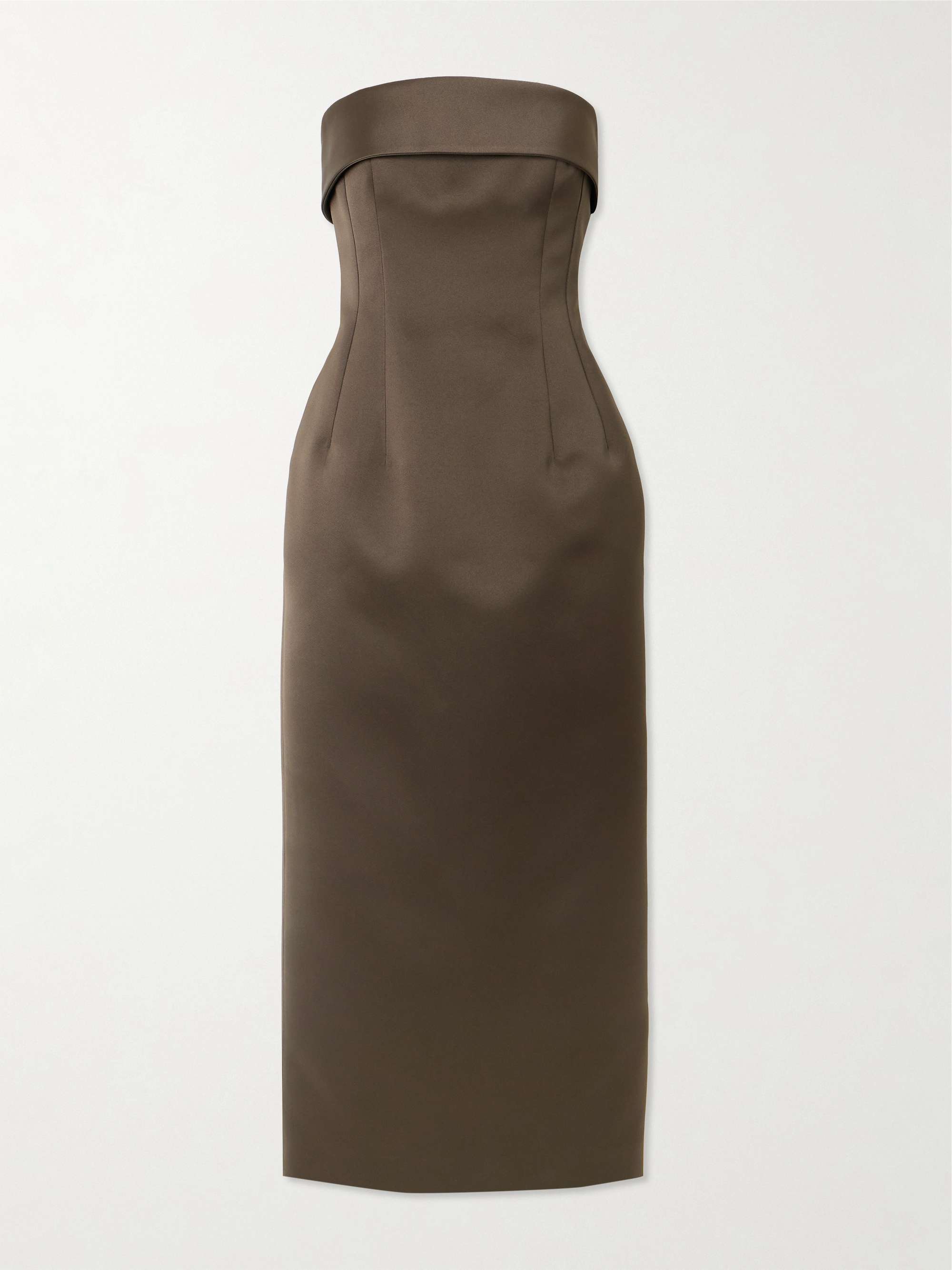 Keeley Mudu Strapless Duchesse-Satin Midi Dress