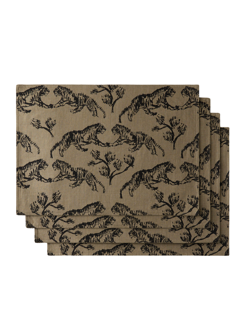 Tiger Linen Placemats, Set of 4