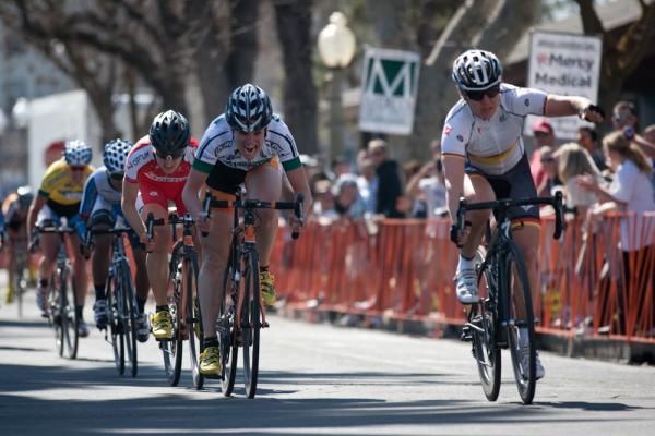 Ina Tuetenberg (Specialized) wins the Merco Cycling Classic criterium ahead of Joelle Numainville (Optum.)