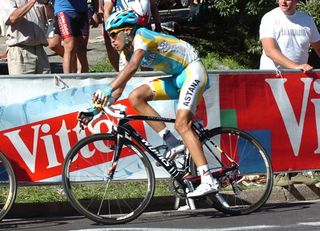 Alberto Contador (Astana) attacked but couldn't get a gap