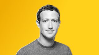 Mark Zuckerberg in greyscale on a yellow gradient background.