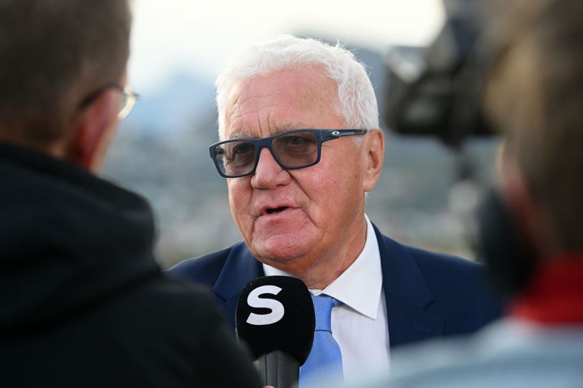 Patrick Lefevere speaks to Sporza during his final year as team manager at Soudal-QuickStep