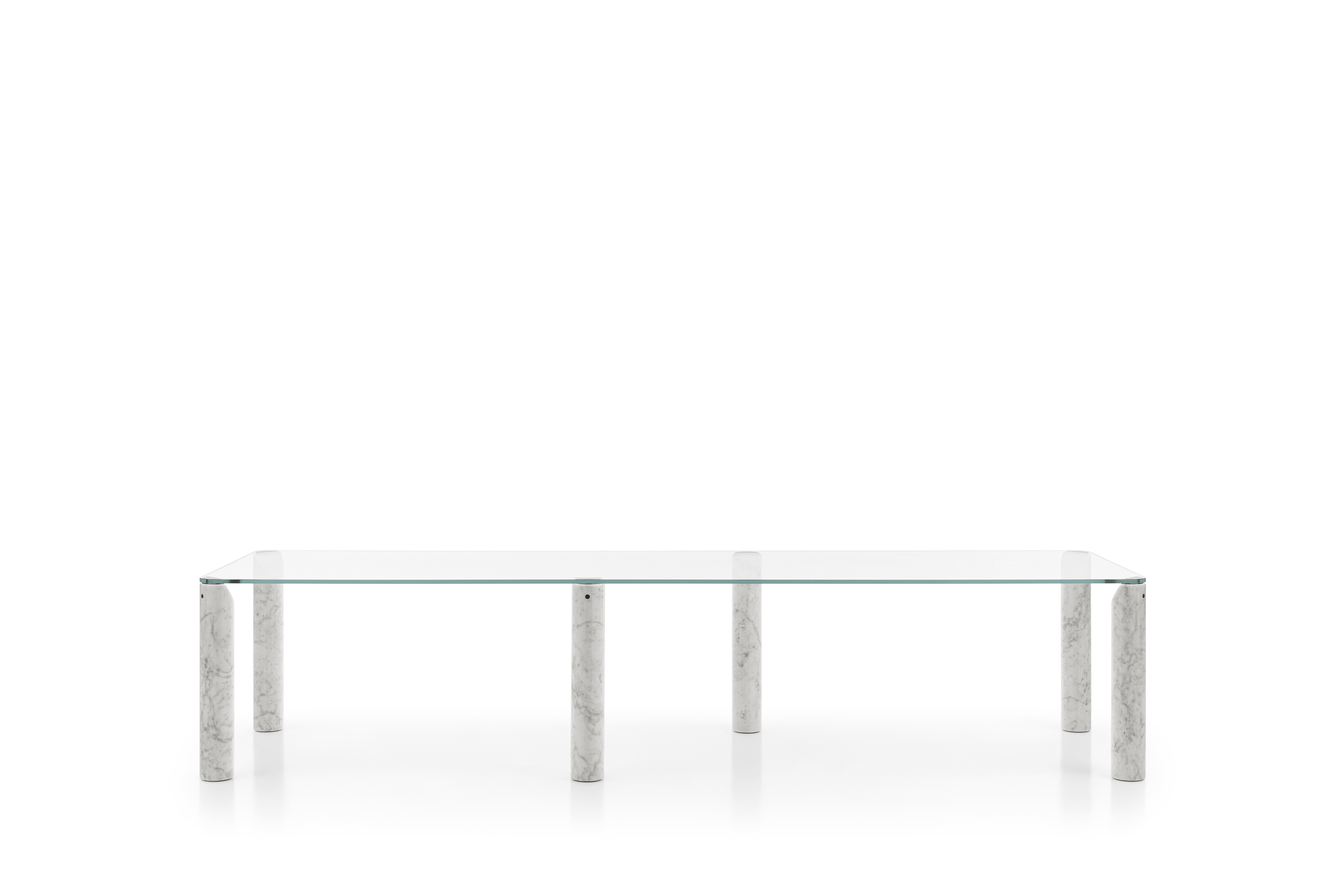 Milan Design Week B&B Italia Isos rectangular dining table with glass top and marble legs