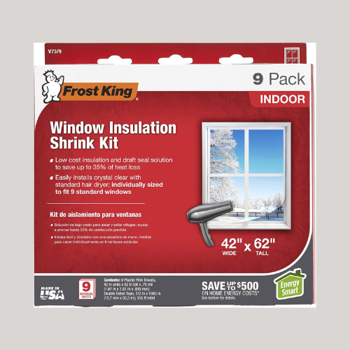 Frost King V73/9h Indoor Shrink Window Kit 42 62-Inch, Clear, 9-Pack