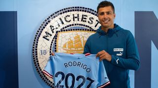 Rodri after signing his latest Manchester City contract