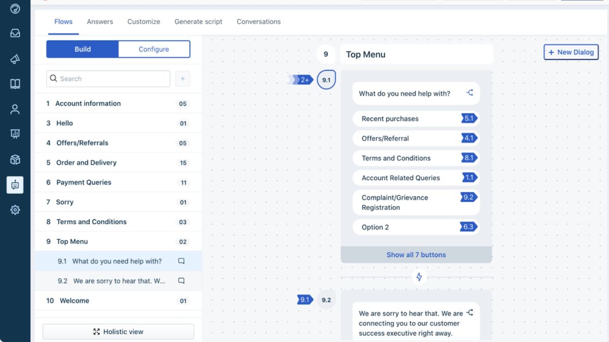 Freshdesk's chatbot builder