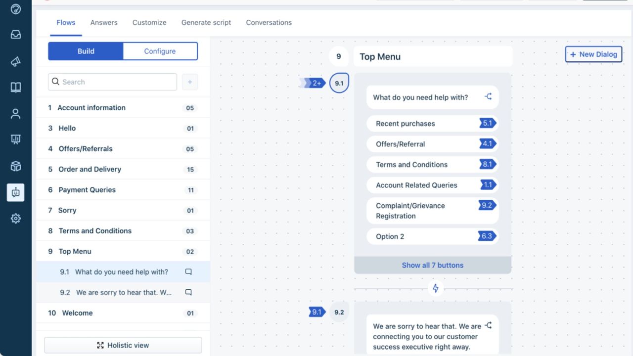 Freshdesk's chatbot builder