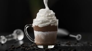 Image of a 3D animation of a frappuccino from the Houdini 21 teaser video