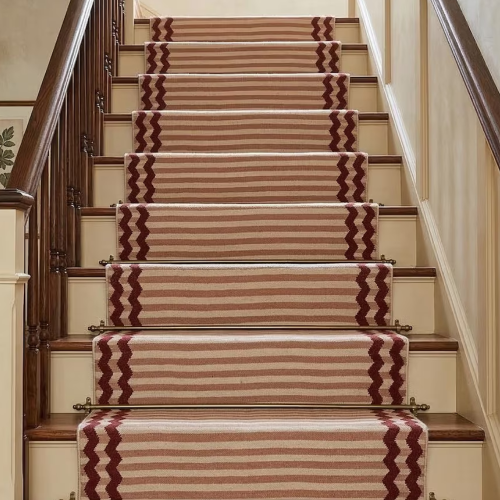 red stripe stair runner