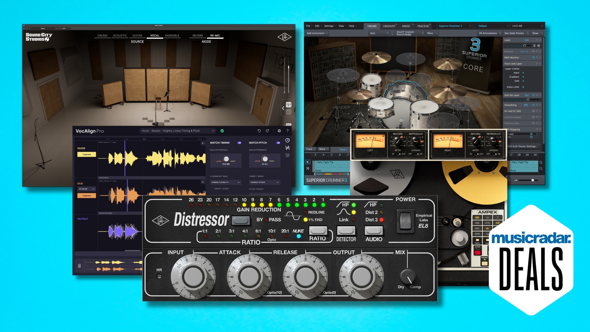 A selection of give plugins on a blue background