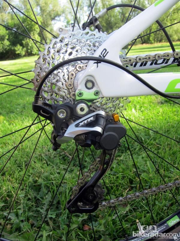 The Shimano XTR Shadow Plus rear derailleur may be heavier than the standard version but it's a brilliant piece of kit what with the highly effective one-way friction clutch lending outstanding chain control.