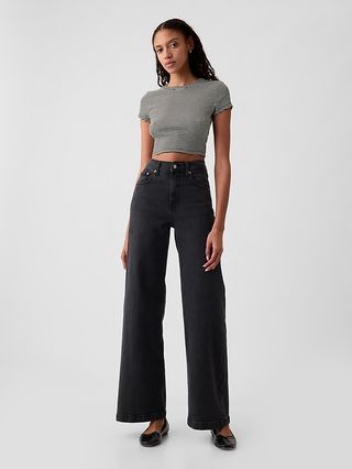 High Rise Stride Wide-Leg Jeans