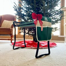 Garden kneeler under Christmas tree