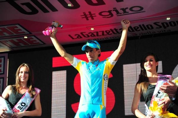 Paolo Tiralongo (Astana) celebrates his win.