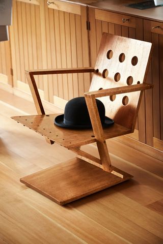 Wooden Zig Zag shaped Chair by Gerrit Rietveld 