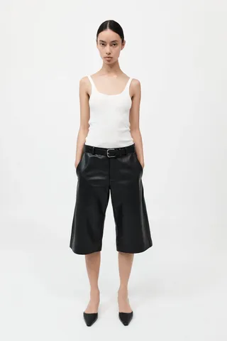 St Agni, Leather Bermuda Shorts - Black