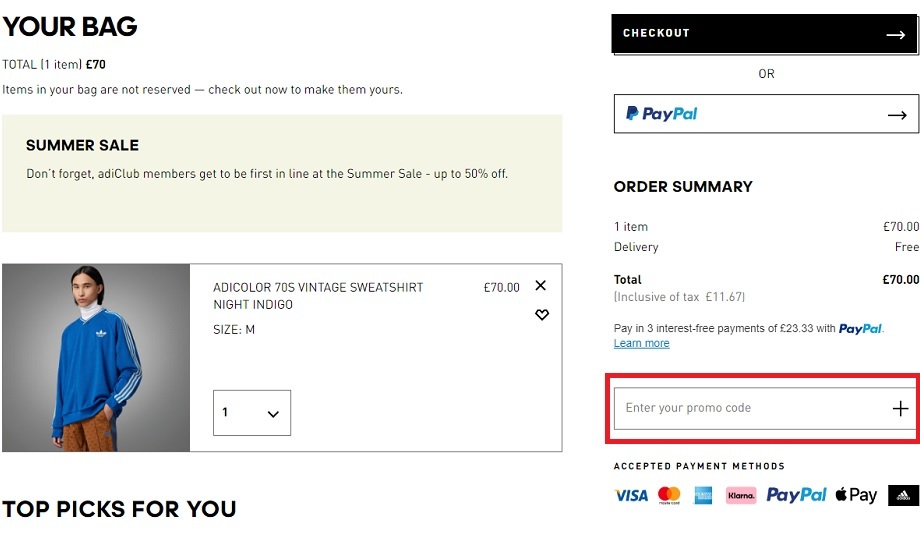 adidas discount code