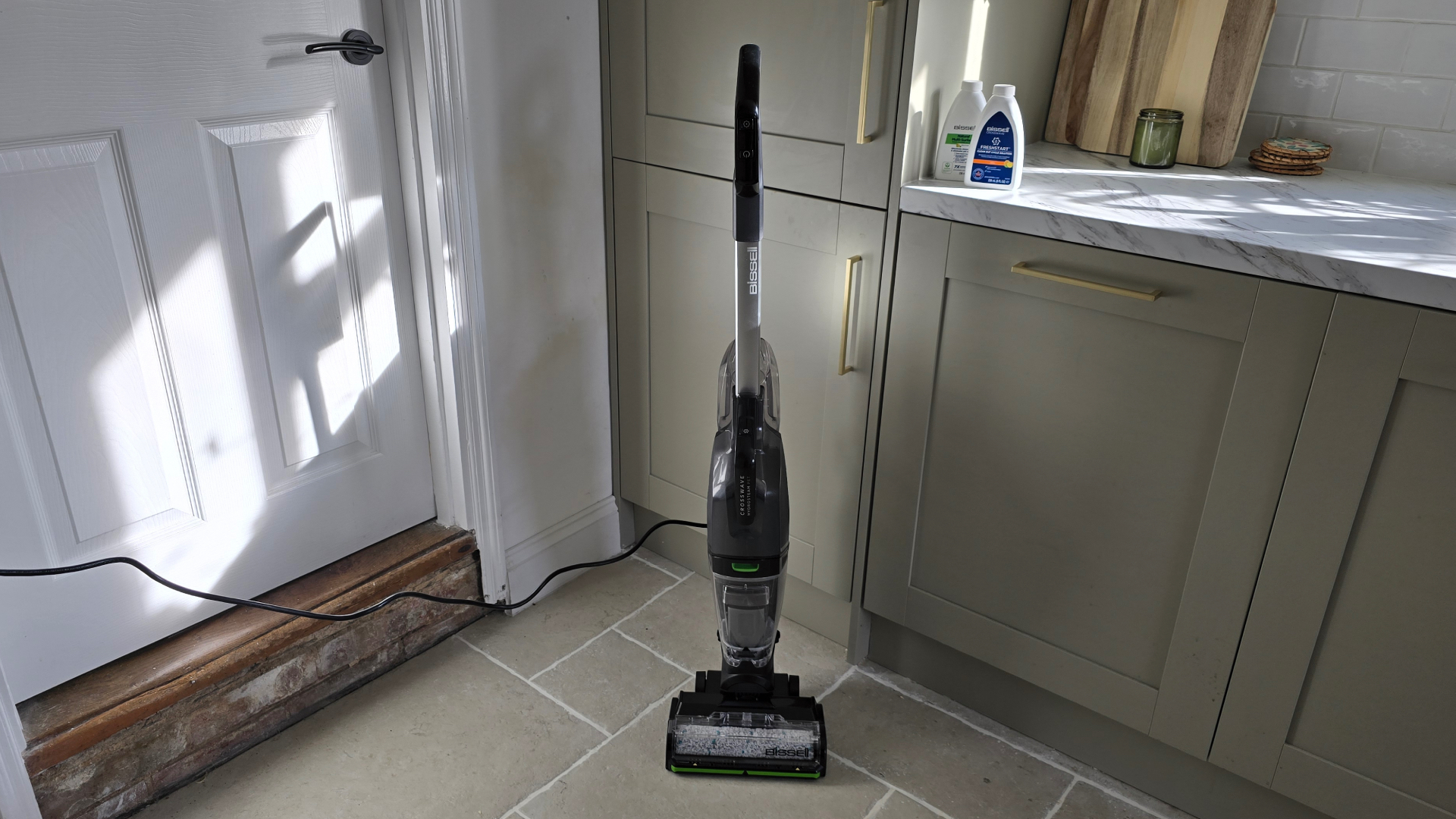 Bissell CrossWave HydroSteam Pet in sage green kitchen