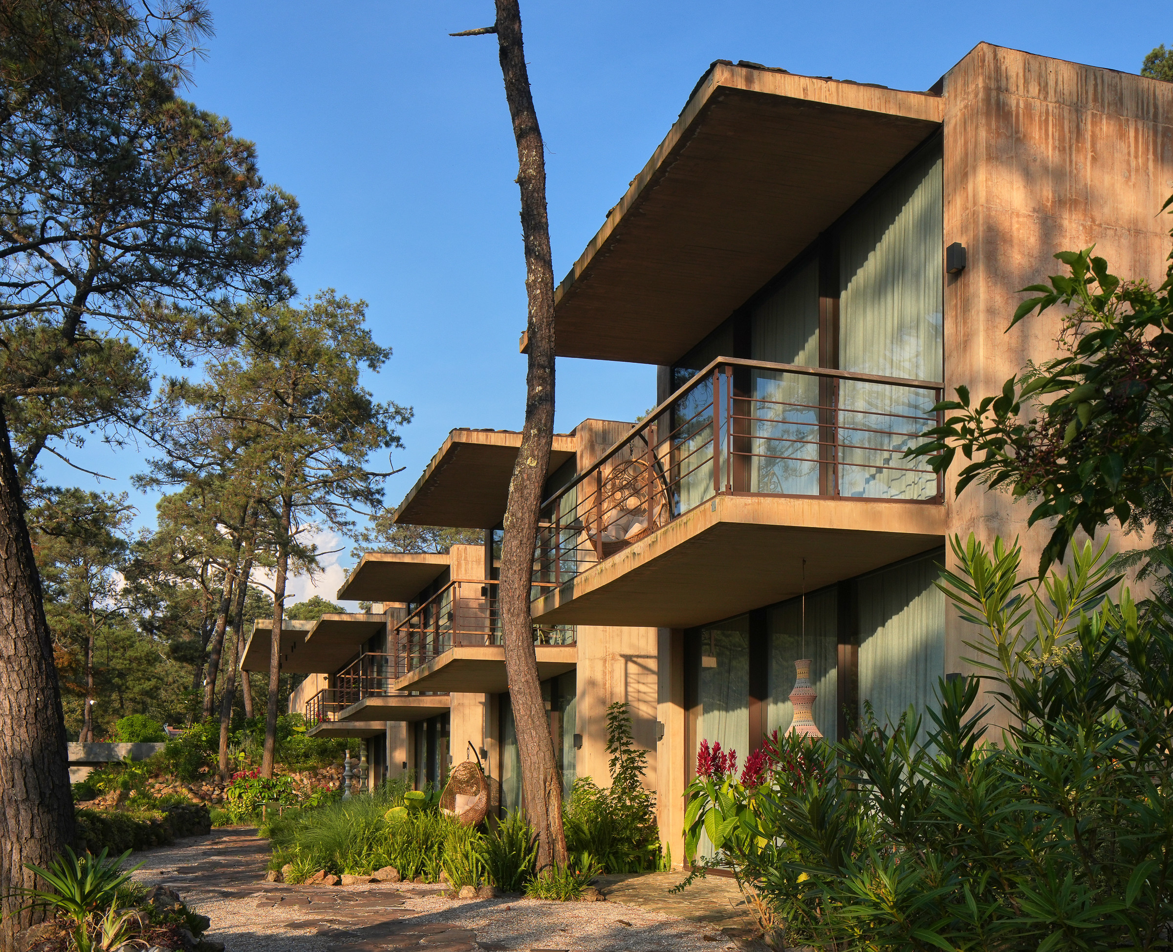 Each double-storey pavilion has a balcony with a view
