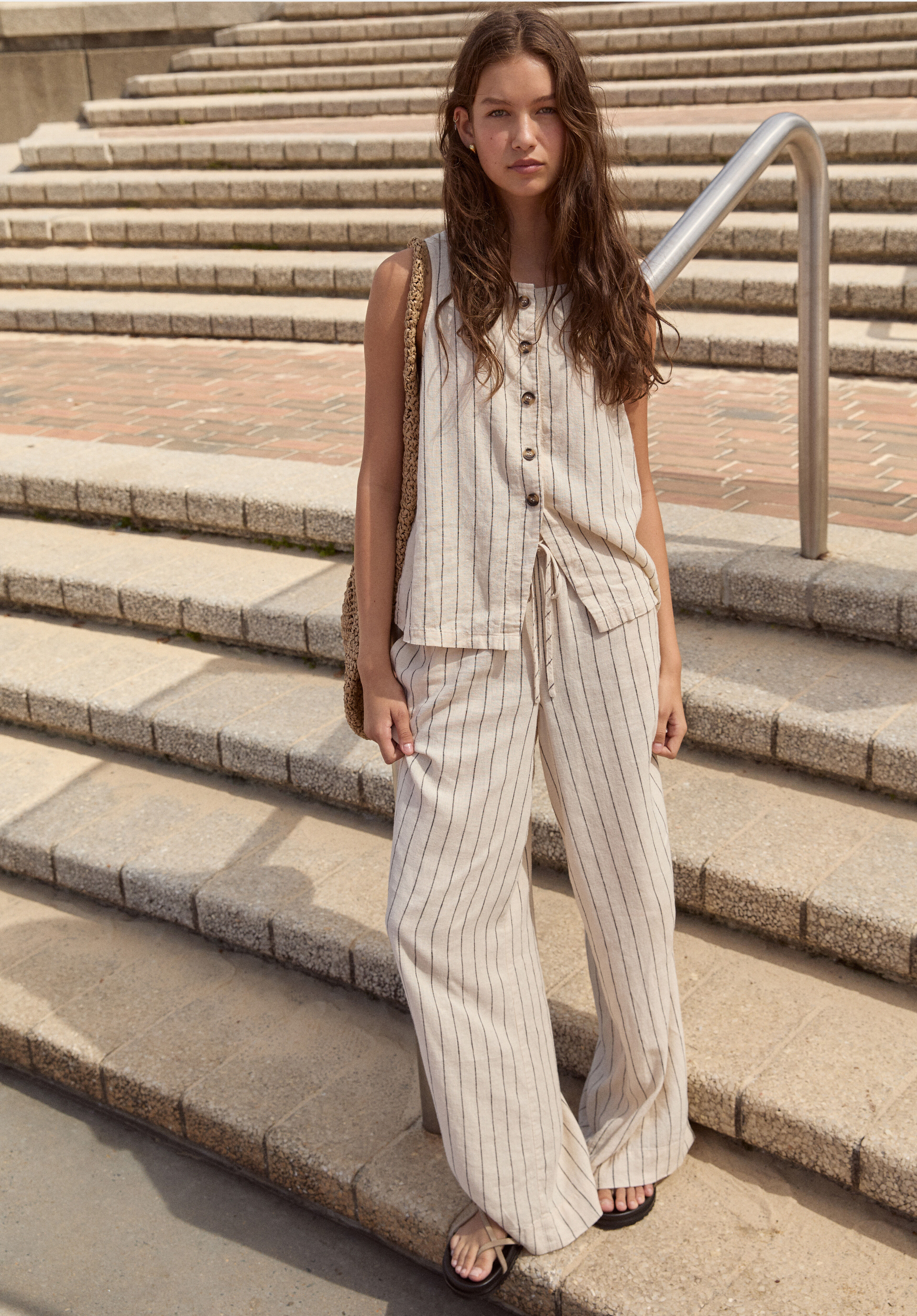 Linen Blend Petunia Wide Leg Trousers