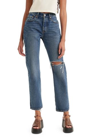 501® Ripped High Waist Straight Leg Jeans