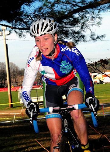 Mo Bruno-Roy (M&amp; M Racing-Seven Cycles) heading into the woods.