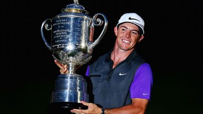 Rory McIlroy with the Wanamaker trophy