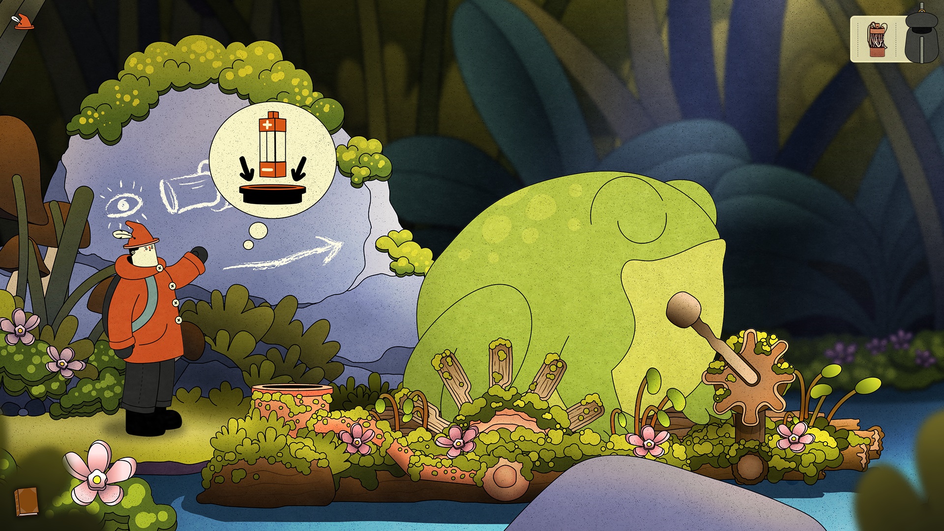 The Guardian of Nature screenshot showing protagonist Henry meeting a giant frog