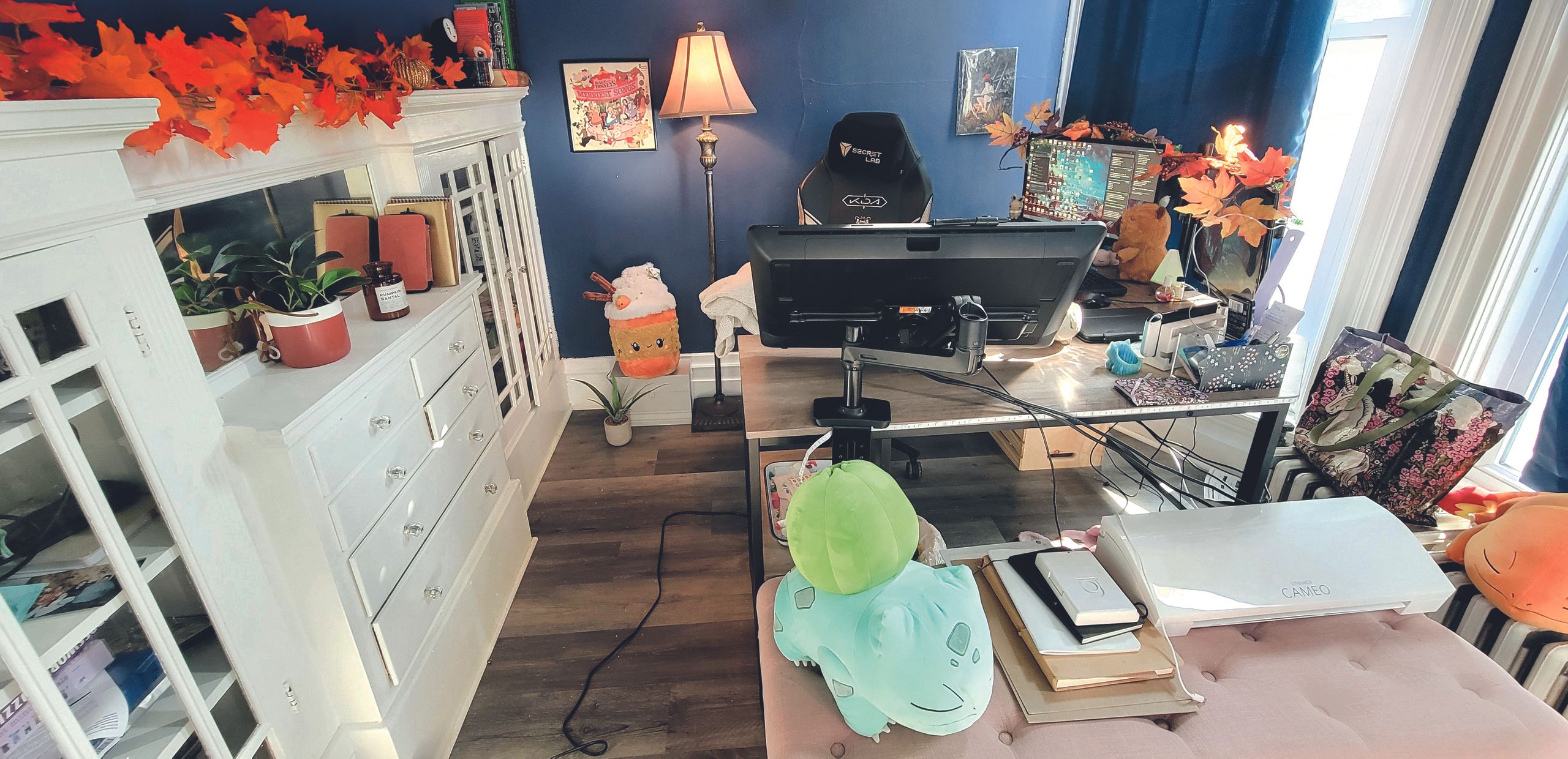 How an artist turned a spare room into a cosy art studio that changes with the seasons