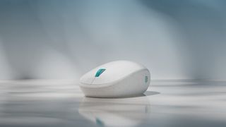 The Microsoft Ocean Plastic Mouse on display