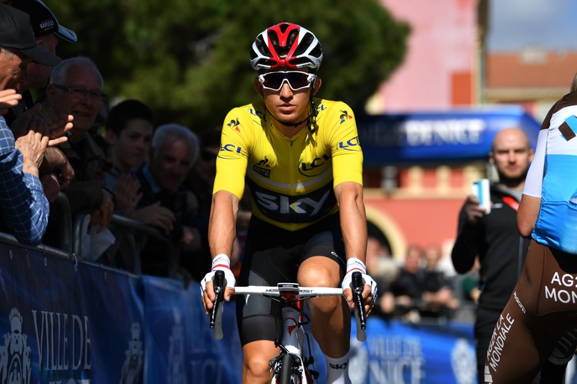 Race leader Michal Kwiatkowski at the start