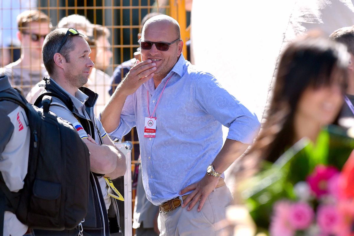 Bjarne Riis with Tinkoff-Saxo doctor Piet De Moor