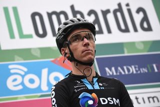 Team DSMs Romain Bardet of France looks on before the 115th edition of the Giro di Lombardia Tour of Lombardy a 239 km 1485 miles cycling race from Como to Bergamo on October 9 2021 Photo by Marco BERTORELLO AFP Photo by MARCO BERTORELLOAFP via Getty Images