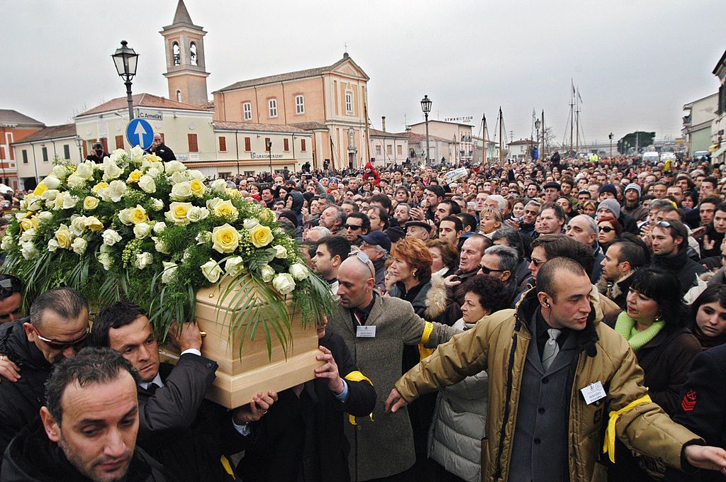 Thousands of people attended Marco Pantani's funeral