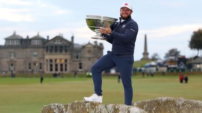 Tyrrell Hatton with the Alfred Dunhill Links Championship trophy