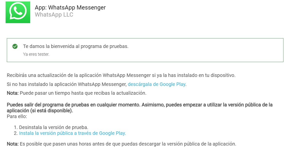 WhatsApp beta