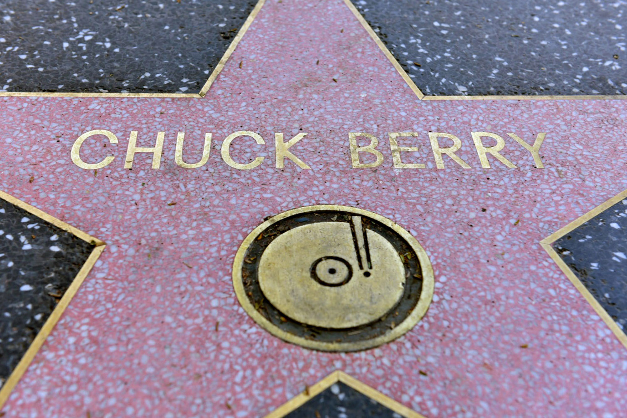 A view of Chuck Berry&#039;s Hollywood Walk of Fame Star in Hollywood, California. Berry passed away March 18, 2017 at a residence outside St. Louis. His song &quot;Johnny B. Goode&quot; is flying through interstellar space on NASA&#039;s Voyager 1 golden record.