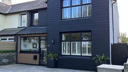 exterior of a house with dark grey cladding