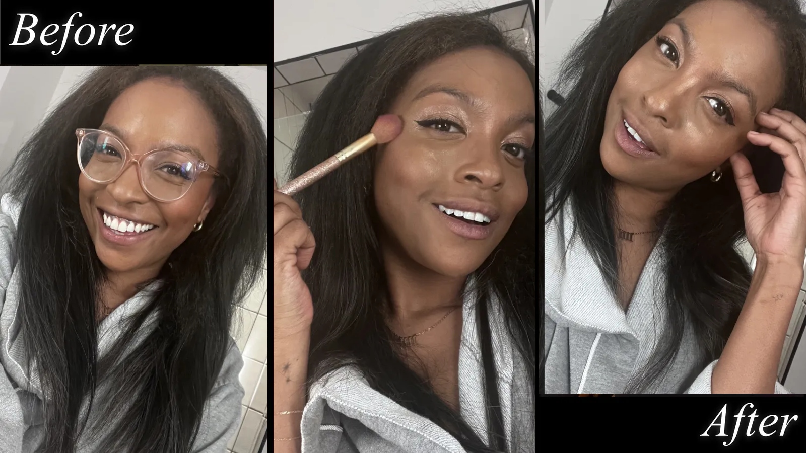 Amanda Mitchell tries Fenty Beauty's Liquid Killawatt Fluid Freestyle Highlighter in Hu$tla Baby 2.0