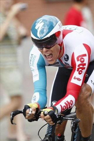 Philippe Gilbert (Omega Pharma-Lotto) en route to victory in Belgium's time trial championship.
