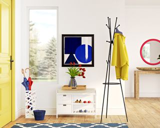 Red, yellow and blue colorful modern hallway idea by Wayfair