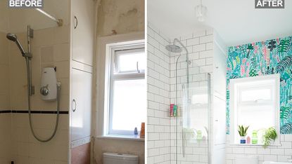 before and after of bathroom makeover