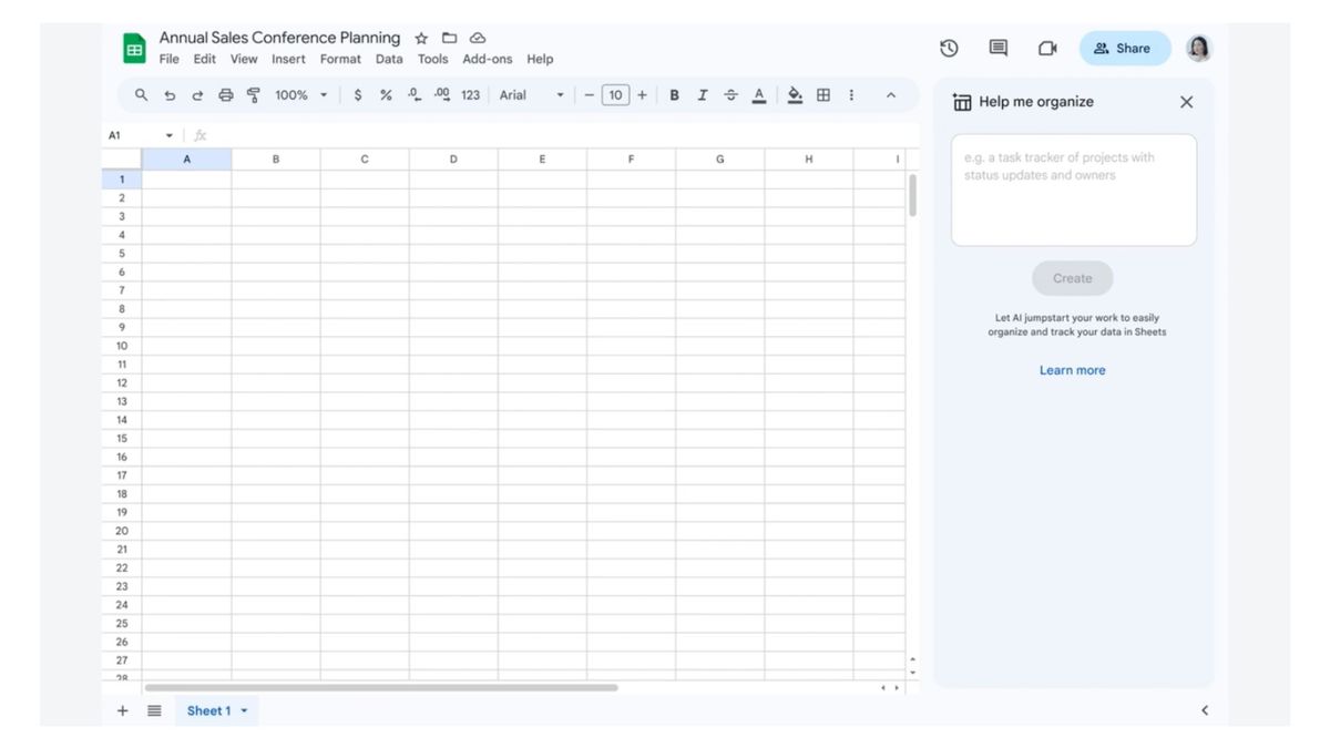 Google Sheets with Duet AI