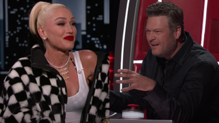 Gwen Stefani on Jimmy Kimmel Live and Blake Shelton on The Voice.