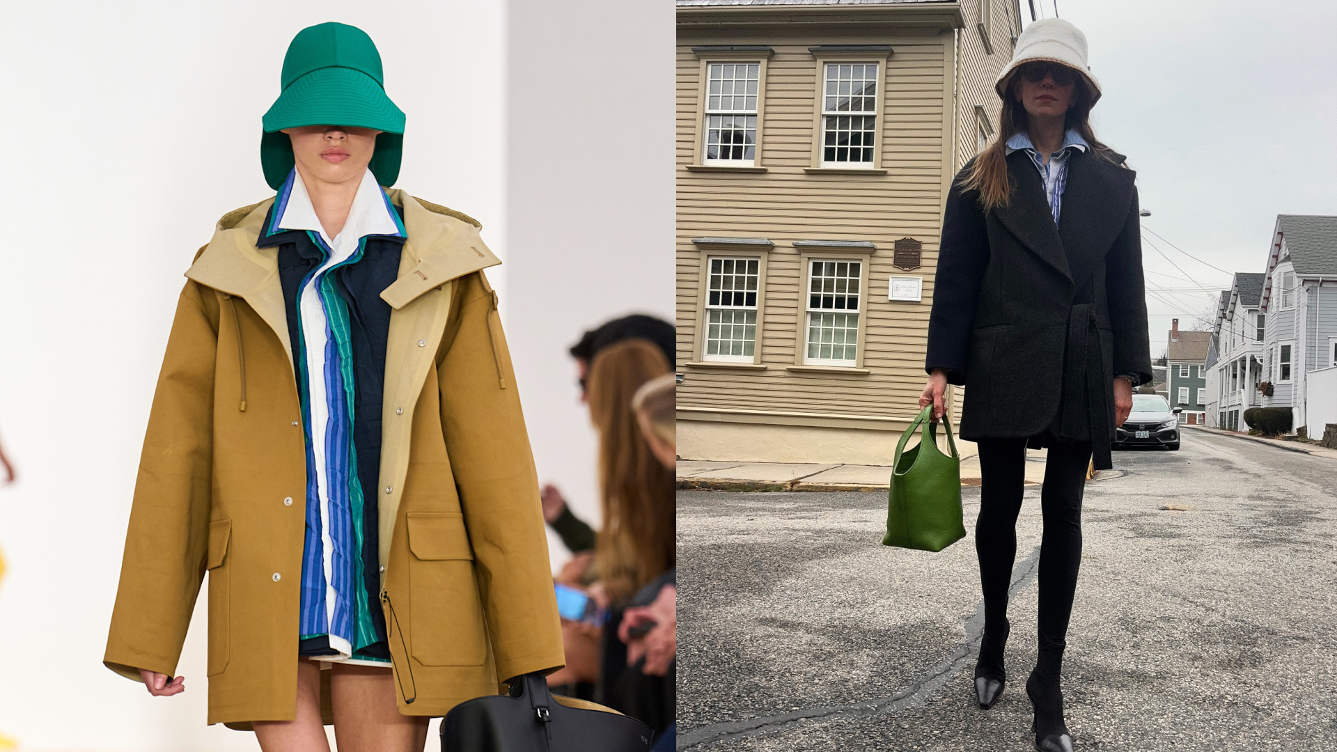 a layered look from the loewe spring 2026 runway, julia gall recreating the look