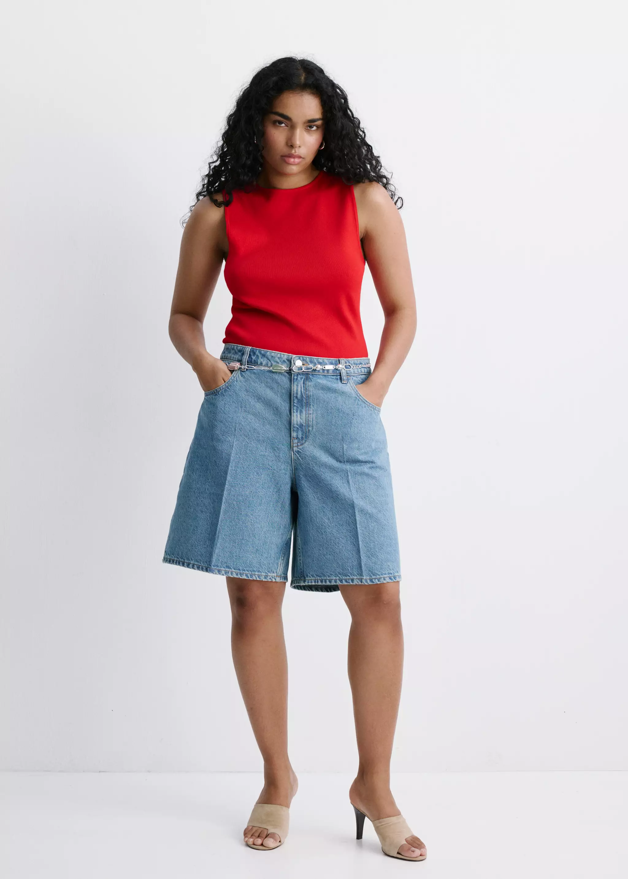 High-Waist Straight-Fit Denim Shorts - Women | Mango United Kingdom