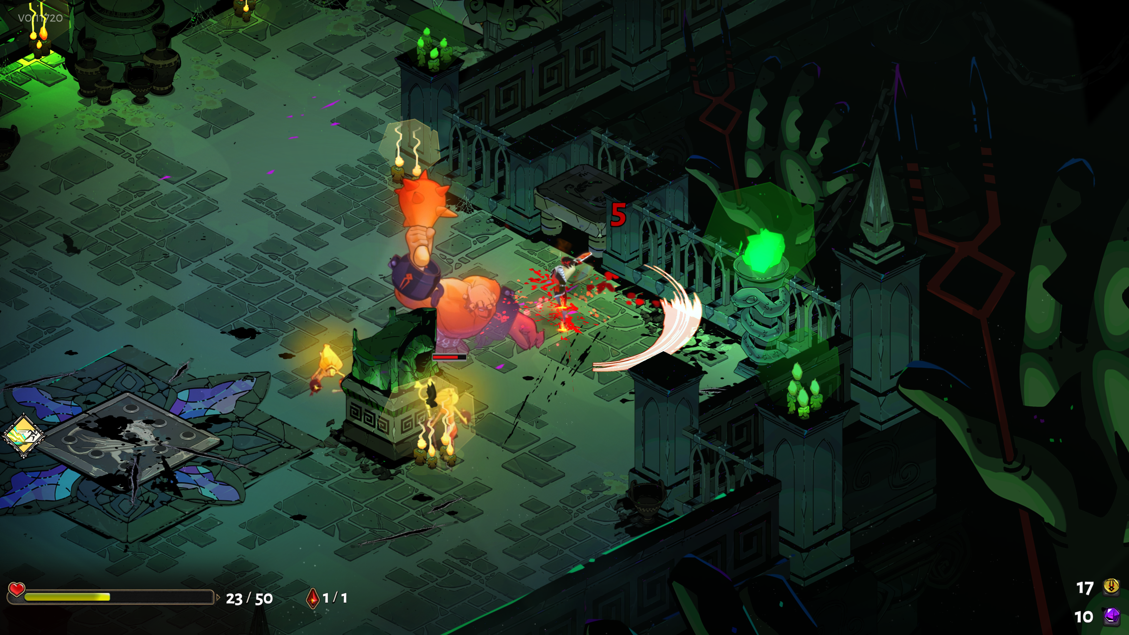 Zagreus battles shades in the underworld