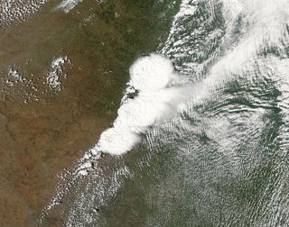 This is an image from NASA'S MODIS satellite of the storm system that generated the F-4 tornado in Moore, Oklahoma.