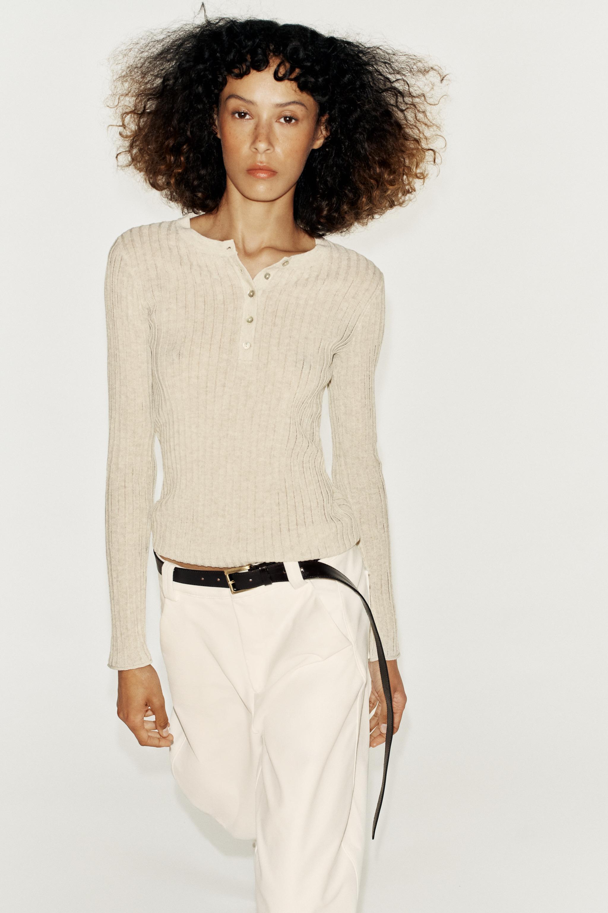 Henley Button T-Shirt - Ecru - S
