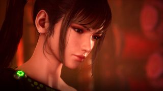 Eve looking down forlorn in Stellar Blade.